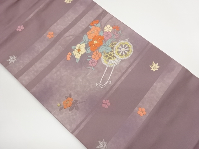 JAPANESE NAGOYA OBI / WOVEN FLORAL CART
